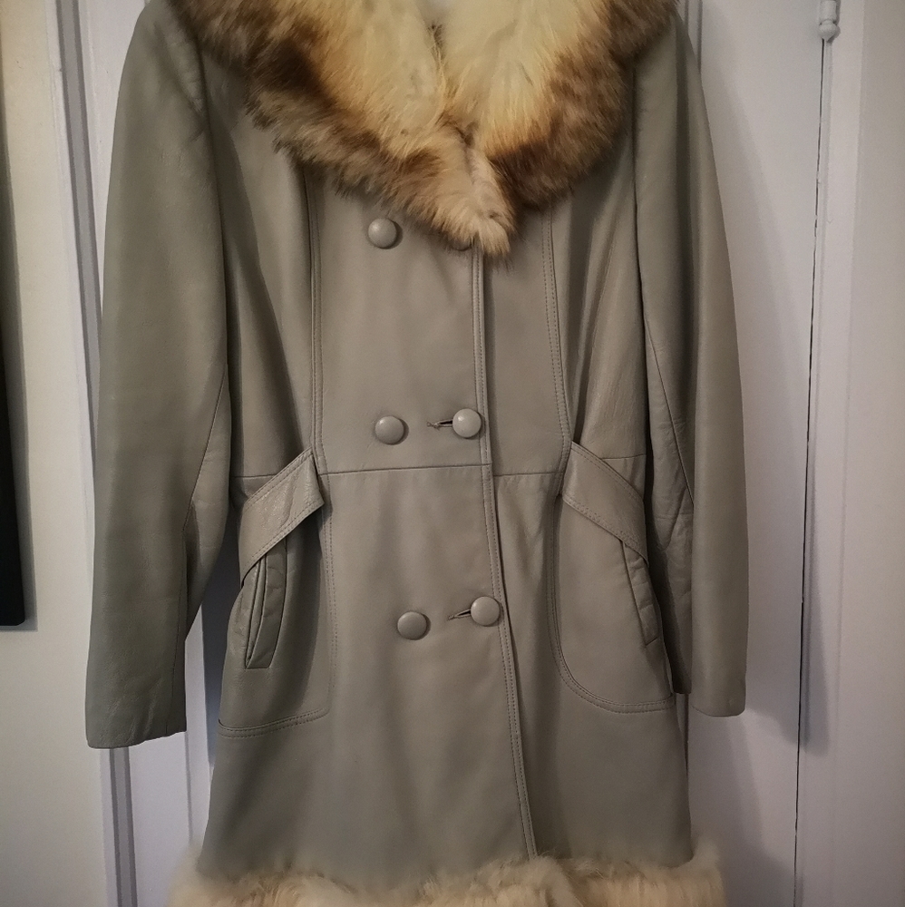 Vintage fox fur and leather Jacket